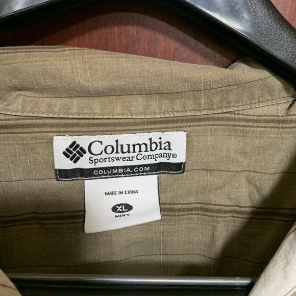 Men’s Columbia  brown vertical striped button down shirt XL - Picture 2 of 4